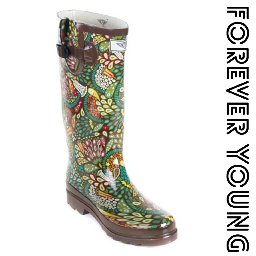 Women Tall Rainboots, RB-1513, Rainforest, Size 6